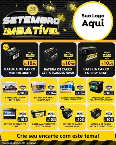 Modelo de Rede Social para Feed Instagram com o tema Setembro Imbatível para Baterias Elétricas