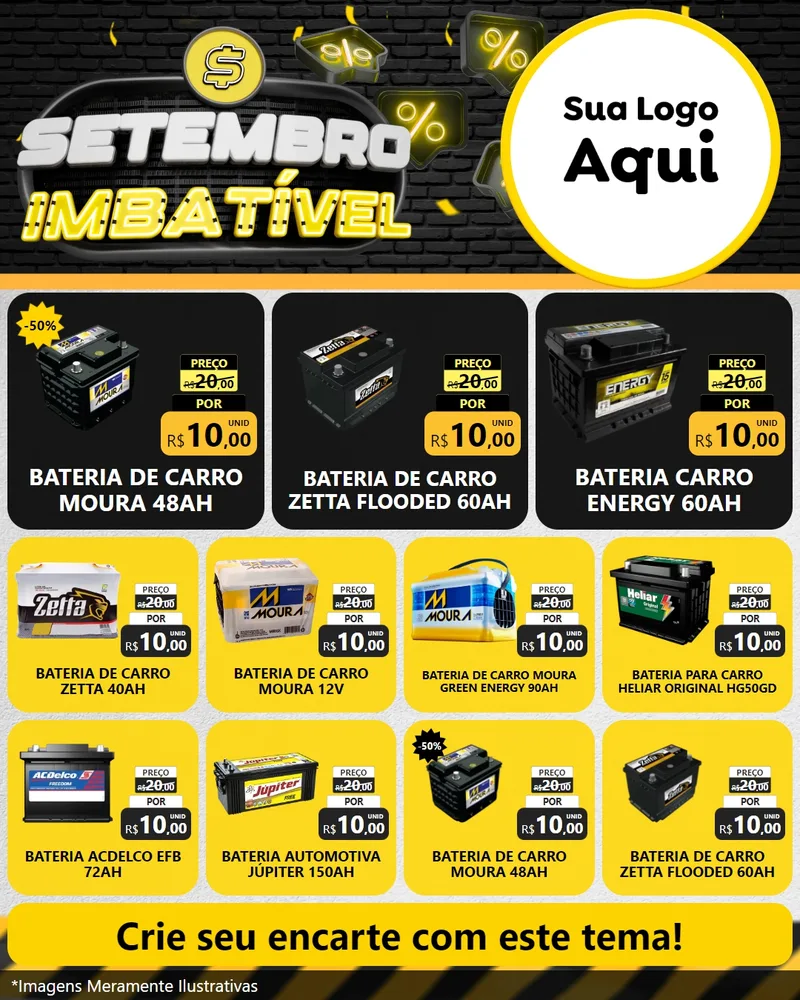 Modelo de Rede Social para Feed Instagram com o tema Setembro Imbatível para Baterias Elétricas