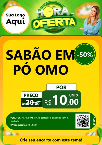Modelo de Cartaz para Cartaz A4 Vertical com o tema Hora da Oferta para Produtos de Limpeza