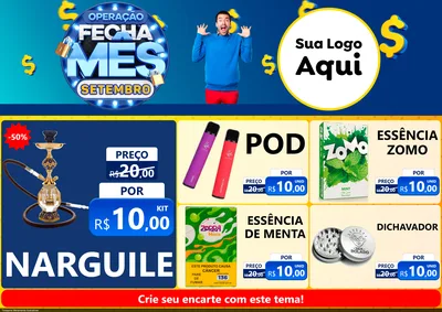 Modelo de Encarte para Encarte A4 Horizontal com o tema Operação Fecha Mês Setembro para Tabacaria