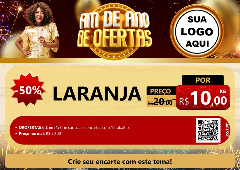 Modelo de Cartaz para Cartaz A4 Horizontal com o tema Fim de Ano de Ofertas para Hortifrúti