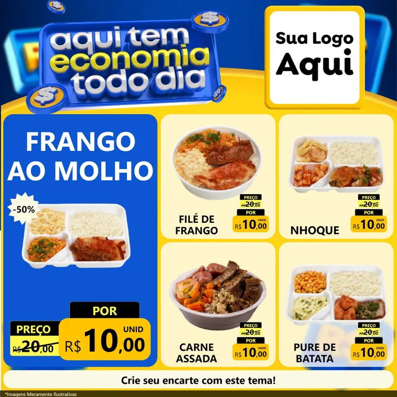 Modelo de Rede Social para Feed Facebook com o tema Aqui Tem Economia Todo Dia para Restaurante