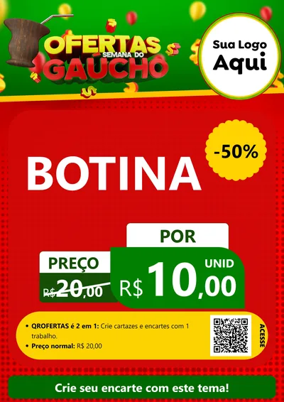 Modelo de Cartaz para Cartaz A4 Vertical com o tema Ofertas Semana Do Gaúcho para Agropecuária