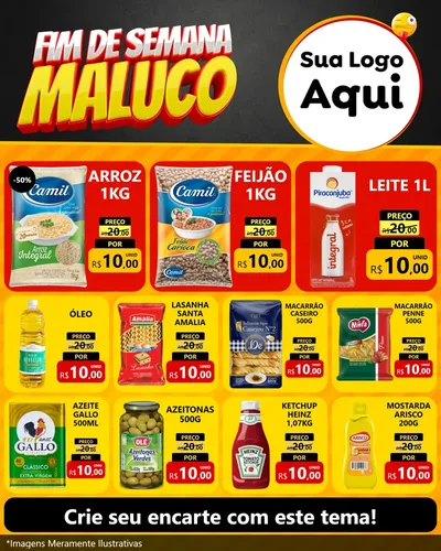 Modelo de Rede Social para Feed Instagram com o tema Final de Semana Maluco para Supermercado