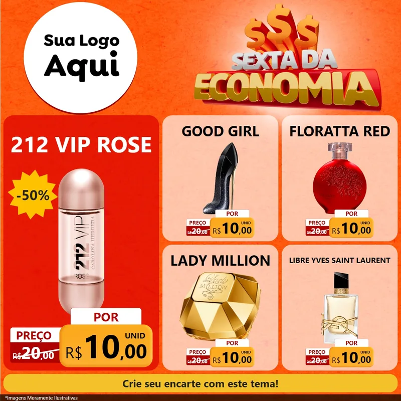 Modelo de Rede Social para Feed Facebook com o tema Sexta da Economia para Perfumes