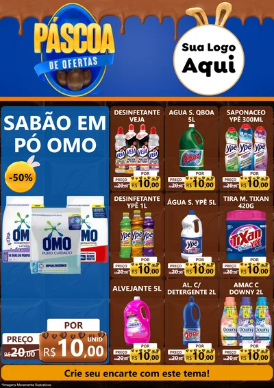 Modelo de Encarte para Encarte A4 Vertical com o tema Páscoa de Ofertas para Produtos de Limpeza