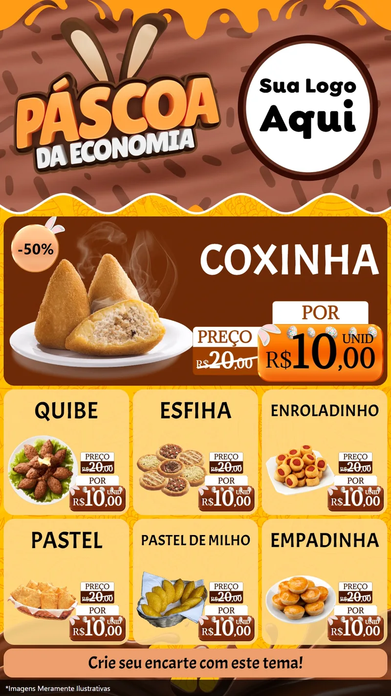 Modelo de Rede Social para Stories com o tema Páscoa da Economia para Salgadaria