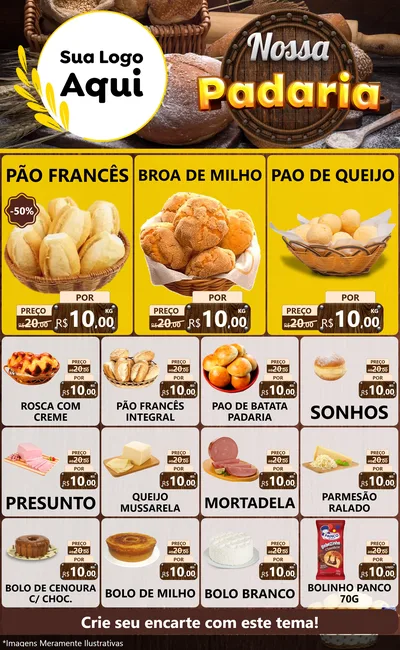 Modelo de Encarte para Encarte Grande com o tema Nossa Padaria para Padaria