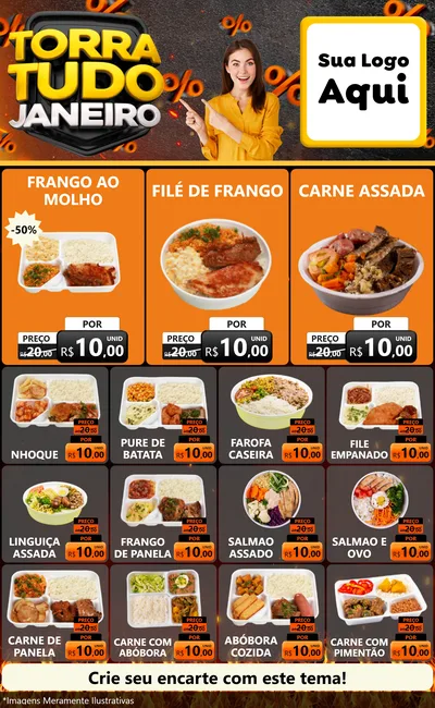 Modelo de Encarte para Encarte Grande com o tema Torra Tudo Janeiro para Restaurante