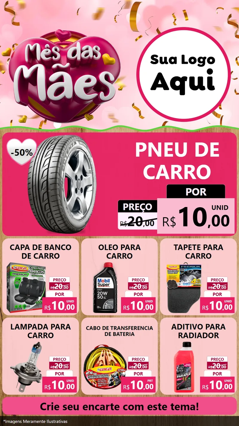 Modelo de Rede Social para Stories com o tema Mês das Mães para Auto peças