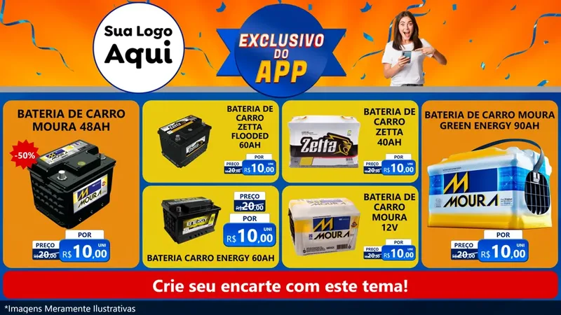Modelo de TV para TV Horizontal com o tema Exclusivo do Aplicativo para Baterias Elétricas
