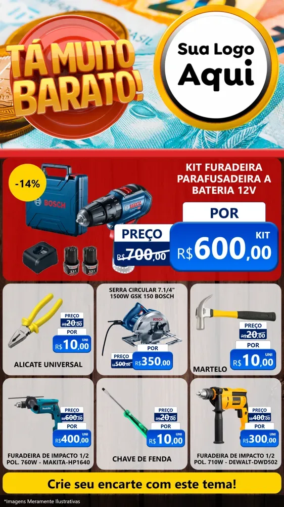 Modelo de Rede Social para Stories com o tema Está Muito Barato para Maquinas e Ferramentas
