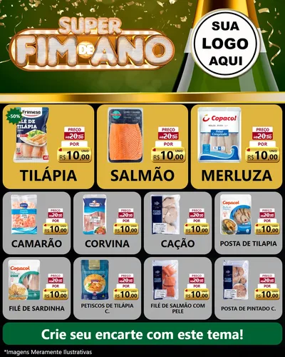 Modelo de Rede Social para Feed Instagram com o tema Super Fim de Ano para Peixaria