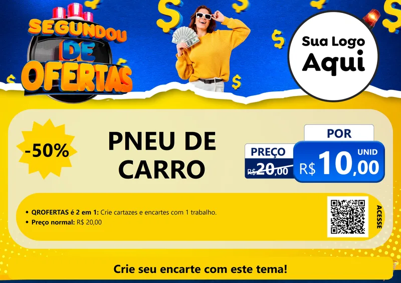 Modelo de Cartaz para Cartaz A4 Horizontal com o tema Segundou de Ofertas para Auto peças