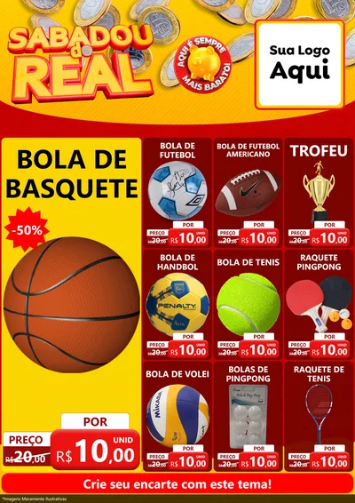 Modelo de Encarte para Encarte A4 Vertical com o tema Sabadou do Real para Artigos Esportivos