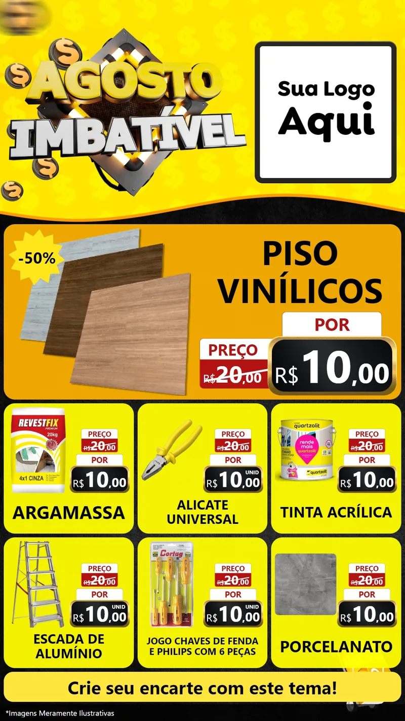 Modelo de Rede Social para Stories com o tema Agosto Imbatível para Material para Construção