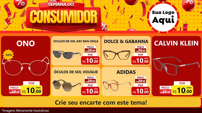 Modelo de TV para TV Horizontal com o tema Semana do Consumidor para Óticas