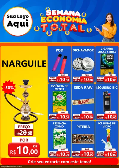 Modelo de Encarte para Encarte A4 Vertical com o tema Semana Economia Total para Tabacaria