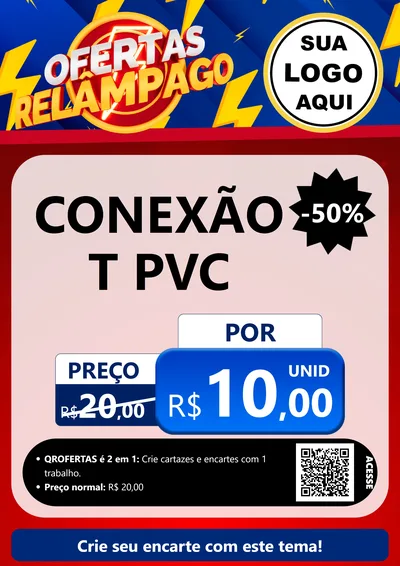 Modelo de Cartaz para Cartaz A4 Vertical com o tema Ofertas Relâmpago para Tubos e conexões