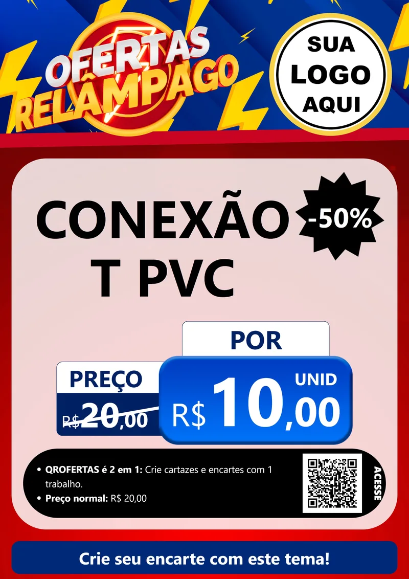 Modelo de Cartaz para Cartaz A4 Vertical com o tema Ofertas Relâmpago para Tubos e conexões