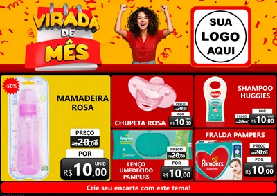 Modelo de Encarte para Encarte A4 Horizontal com o tema Virada de Mês para Bebês