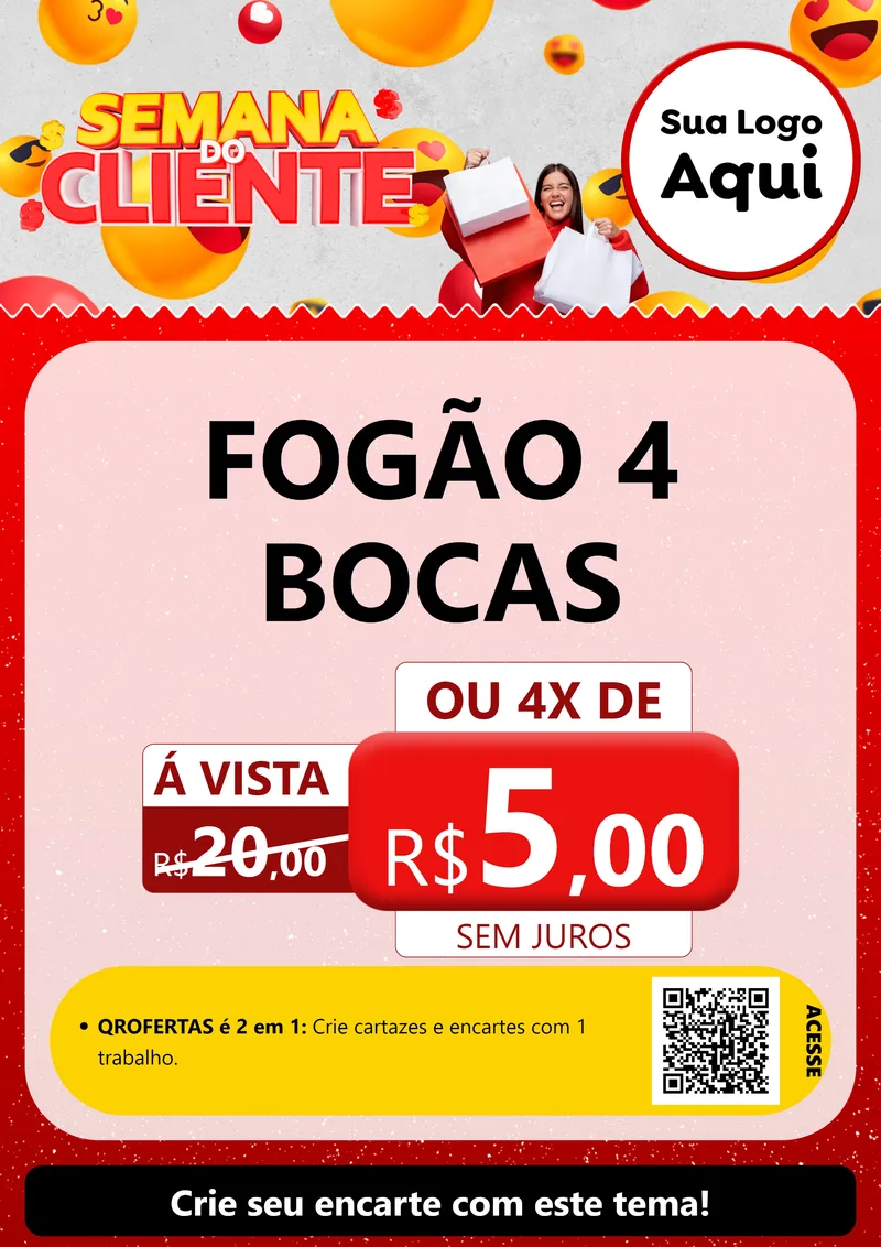 Modelo de Cartaz para Cartaz A4 Vertical com o tema Semana do Cliente para Móveis e Eletro