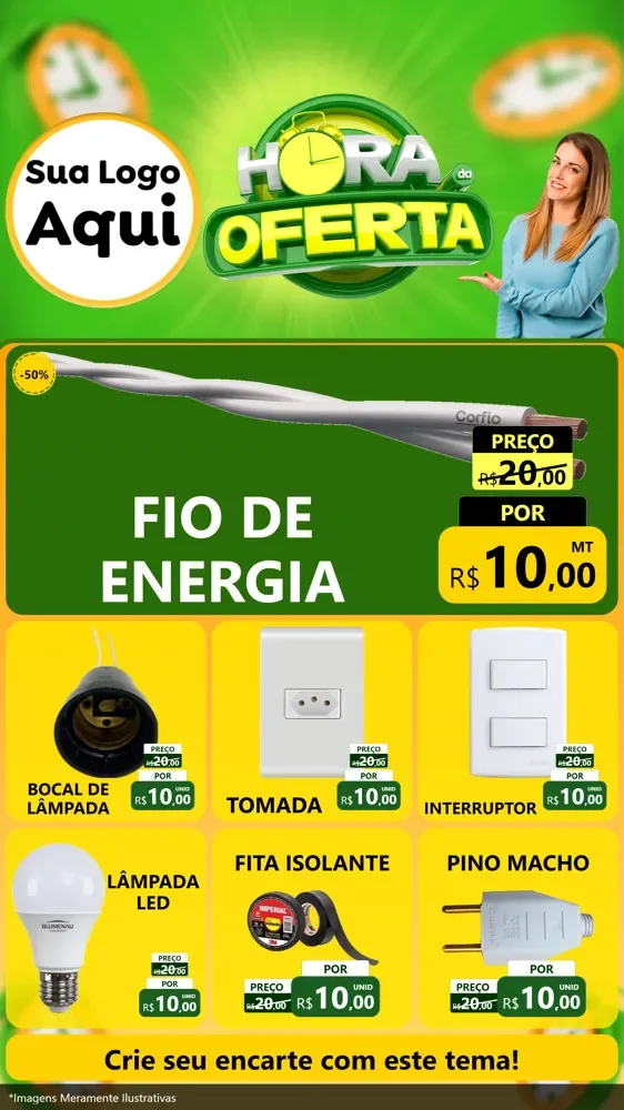 Modelo de Rede Social para Stories com o tema Hora da Oferta para Materiais Elétricos
