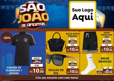 Modelo de Encarte para Encarte A4 Horizontal com o tema São João Ofertas Imbatíveis! - Junina para Roupas e acessórios