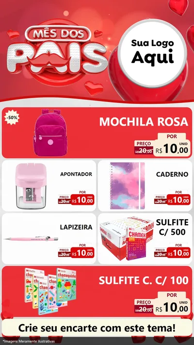 Modelo de TV para TV Vertical com o tema Mês dos Pais para Papelaria