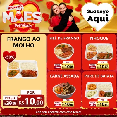 Modelo de Rede Social para Feed Facebook com o tema Semana das Mães Premiada para Restaurante