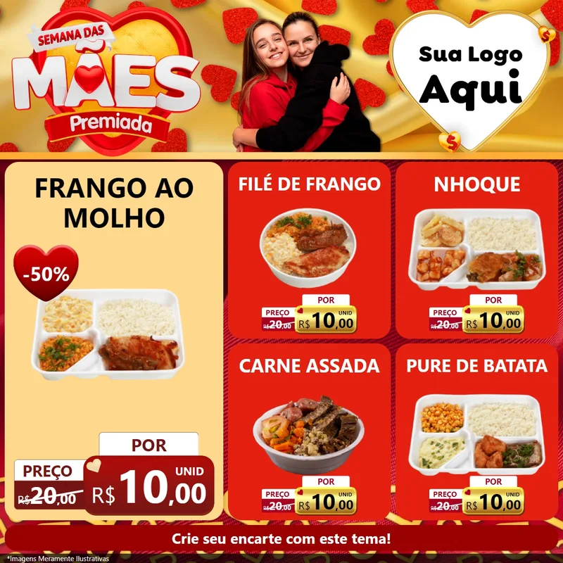 Modelo de Rede Social para Feed Facebook com o tema Semana das Mães Premiada para Restaurante