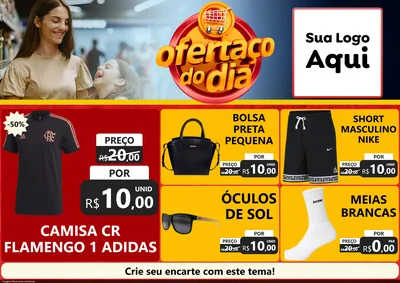 Modelo de Encarte para Encarte A4 Horizontal com o tema Ofertaço Do Dia para Roupas e acessórios