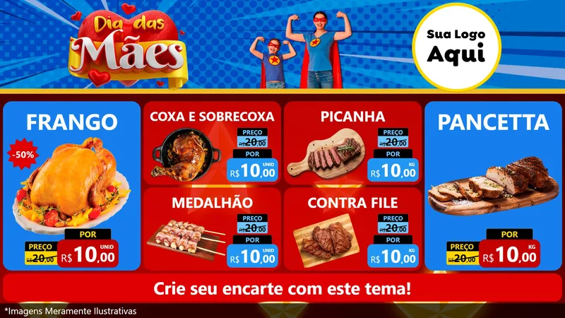 Modelo de TV para TV Horizontal com o tema Dia das Mães para Assados