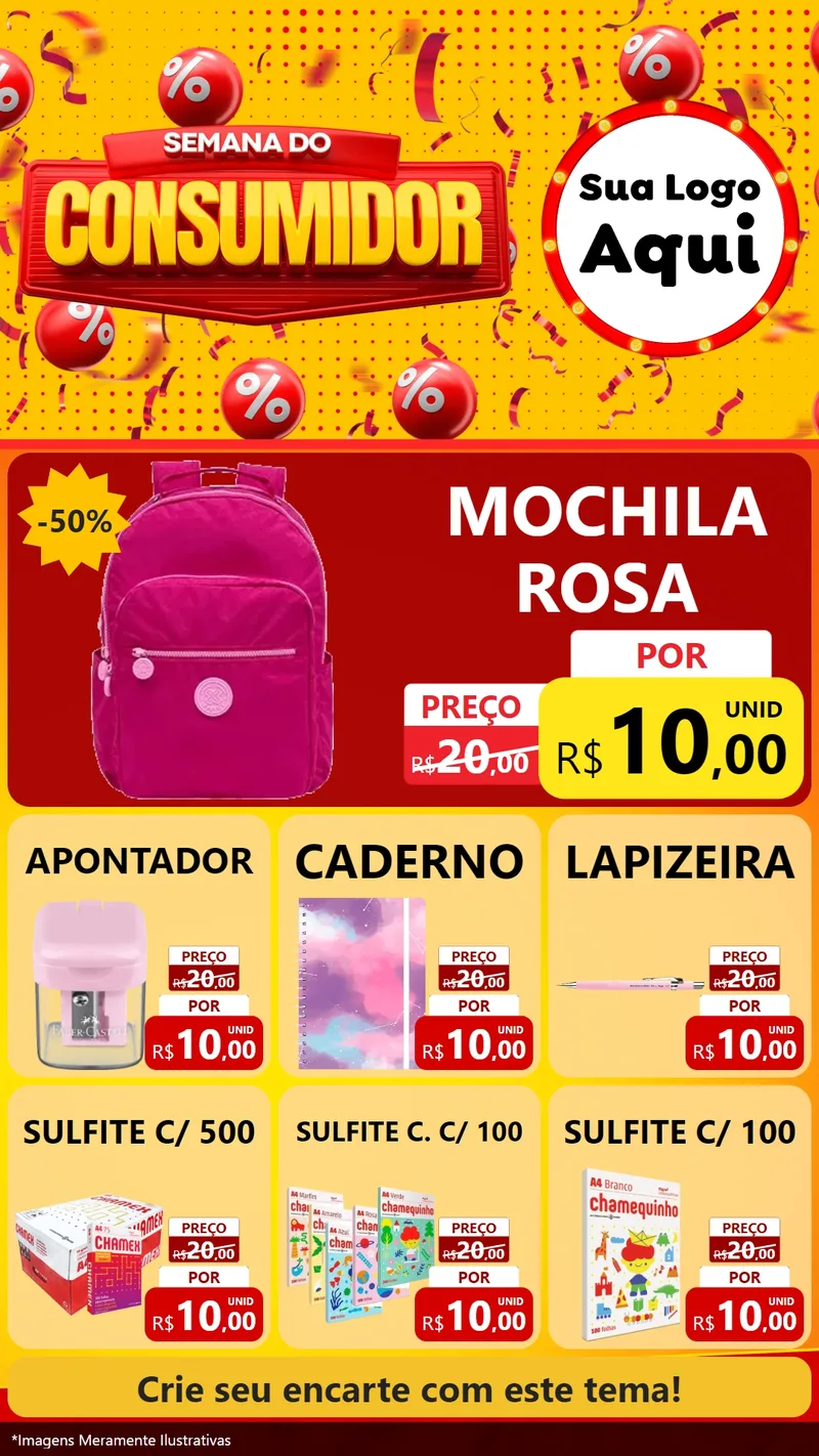Modelo de Rede Social para Stories com o tema Semana do Consumidor para Papelaria