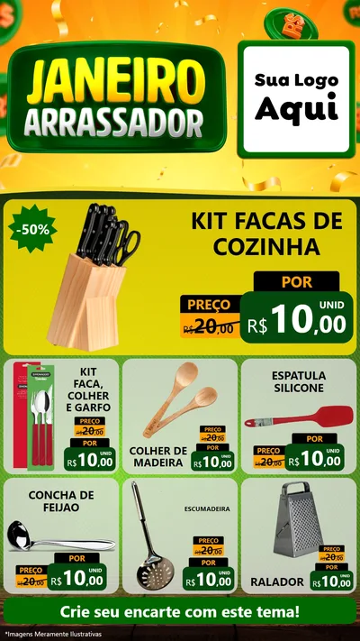Modelo de Rede Social para Stories com o tema Janeiro Arrasador para Utilidades Domésticas