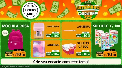 Modelo de TV para TV Horizontal com o tema Comece Setembro Economizando para Papelaria