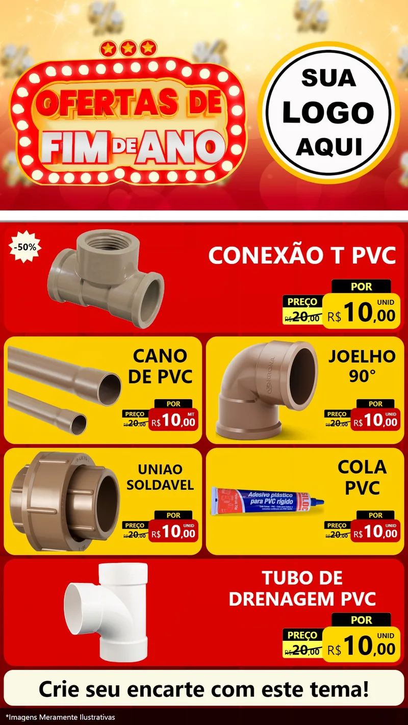Modelo de TV para TV Vertical com o tema Ofertas de Fim de Ano para Tubos e conexões