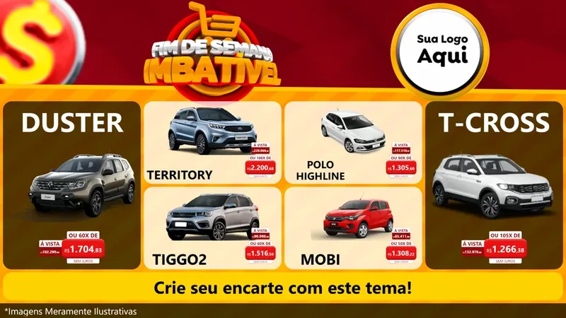 Modelo de TV para TV Horizontal com o tema Fim de Semana Imbatível para Concessionaria de Carros