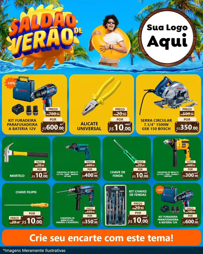 Modelo de Rede Social para Feed Instagram com o tema Saldão de Verão para Maquinas e Ferramentas