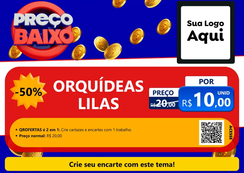 Modelo de Cartaz para Cartaz A4 Horizontal com o tema Preço Baixo para Floricultura e jardim