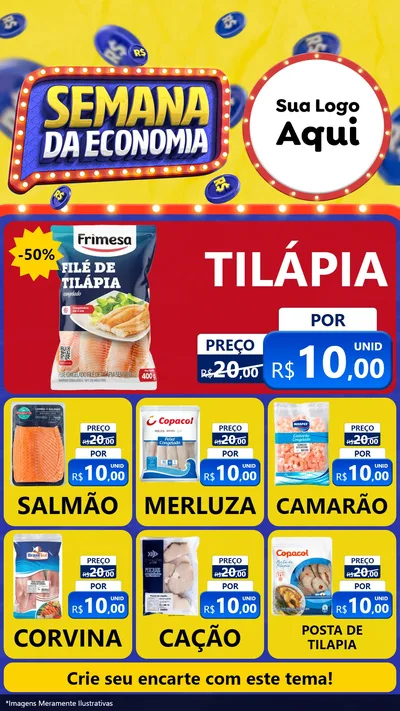 Modelo de Rede Social para Stories com o tema Semana da Economia para Peixaria