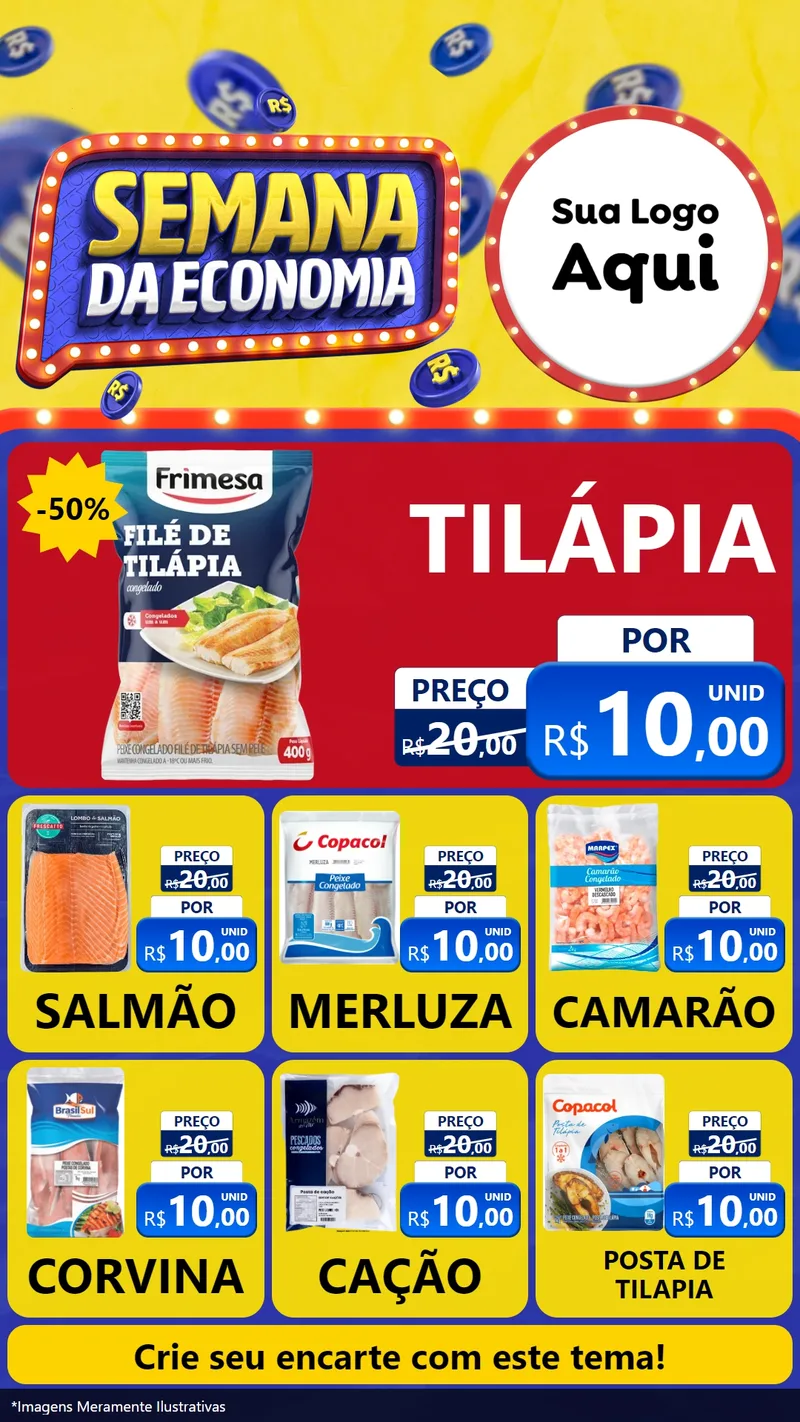 Modelo de Rede Social para Stories com o tema Semana da Economia para Peixaria
