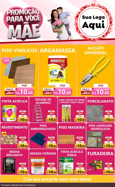 Modelo de Encarte para Encarte Grande com o tema Promoção Para Você Mãe para Material para Construção