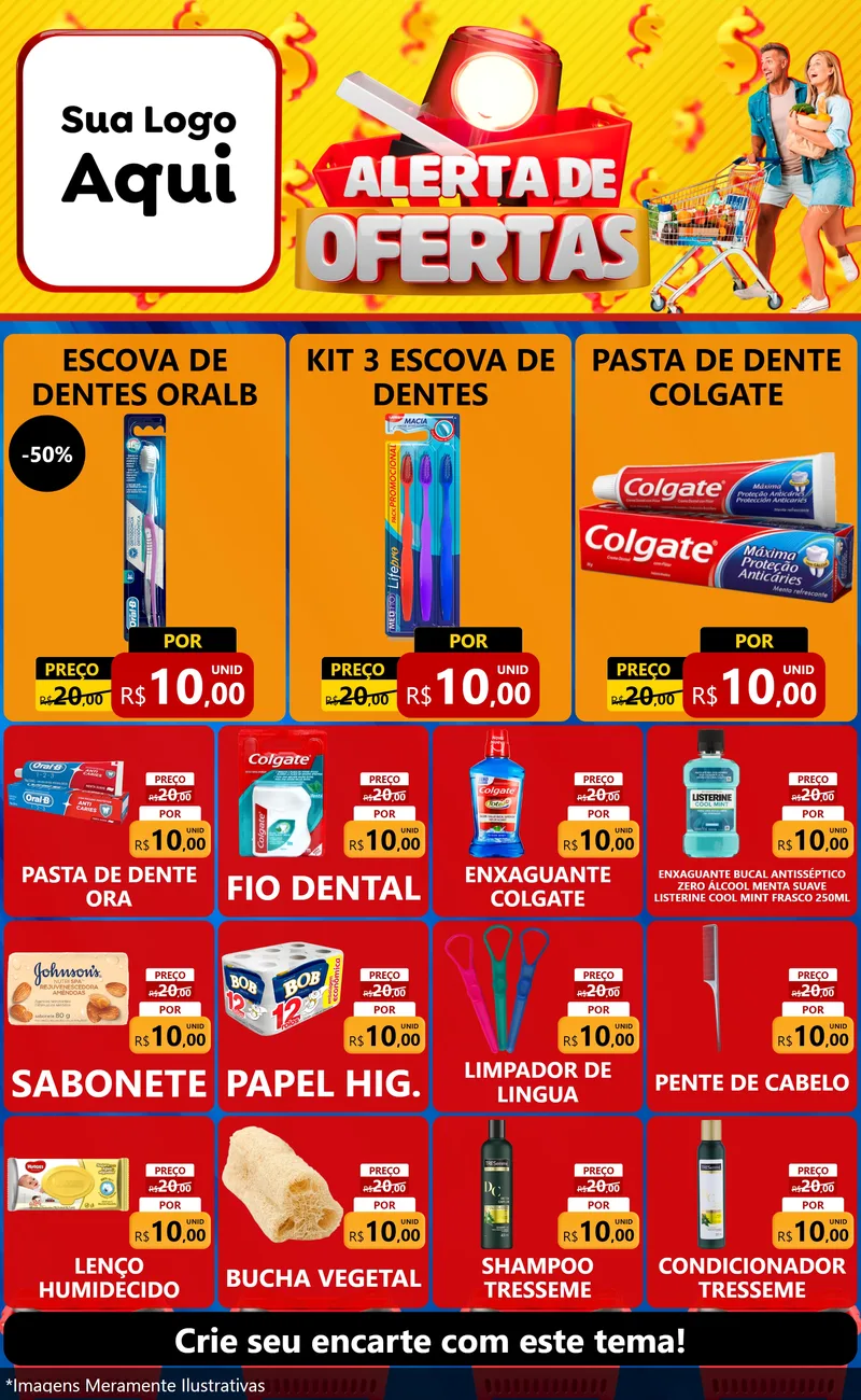 Modelo de Encarte para Encarte Grande com o tema Alerta de Ofertas para Higiene Pessoal