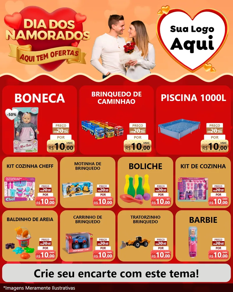 Modelo de Rede Social para Feed Instagram com o tema Dia dos Namorados - Aqui Tem Ofertas para Brinquedos