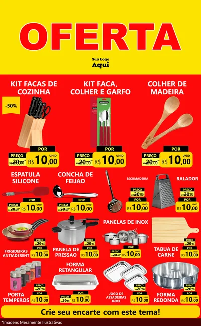 Modelo de Encarte para Encarte Grande com o tema OFERTA - Vermelho Cartaz para Utilidades Domésticas