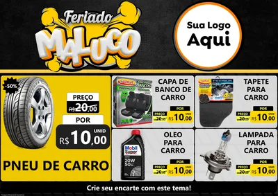 Modelo de Encarte para Encarte A4 Horizontal com o tema Feriado Maluco para Auto peças