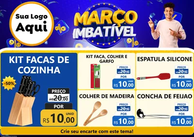 Modelo de Encarte para Encarte A4 Horizontal com o tema Março Imbatível para Utilidades Domésticas