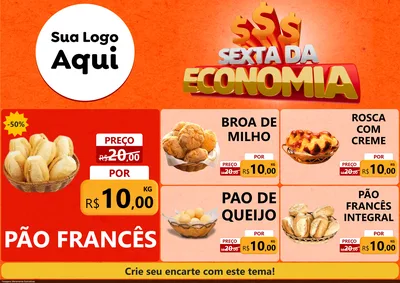 Modelo de Encarte para Encarte A4 Horizontal com o tema Sexta da Economia para Padaria