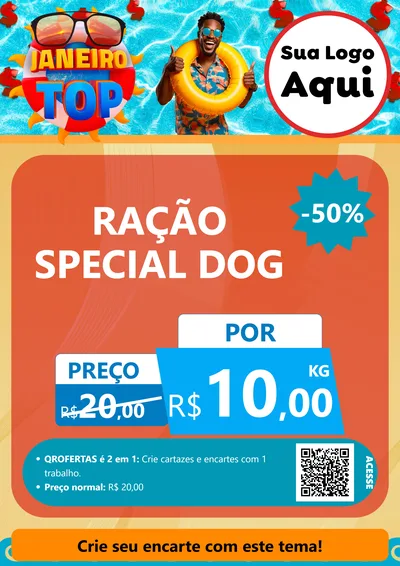 Modelo de Cartaz para Cartaz A4 Vertical com o tema Janeiro Top para Pet Shop